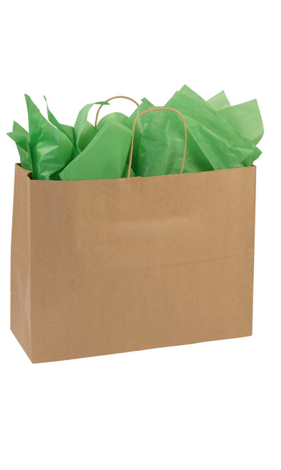 Large - Recycled Natural Kraft Paper Shopping Bags - Case of 250zoom