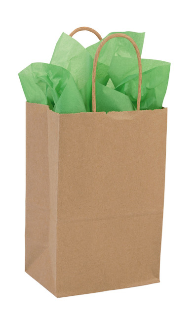 Small - Recycled Natural Kraft Paper Shopping Bags - Case of 250zoom