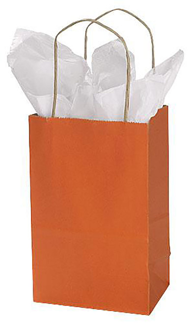 Small (Rose) - Burnt Orange Paper Shopping Bags - Case of 100zoom