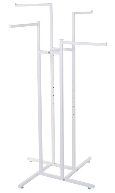 An image of the white 4-Way Clothing Rack with Straight Arms
