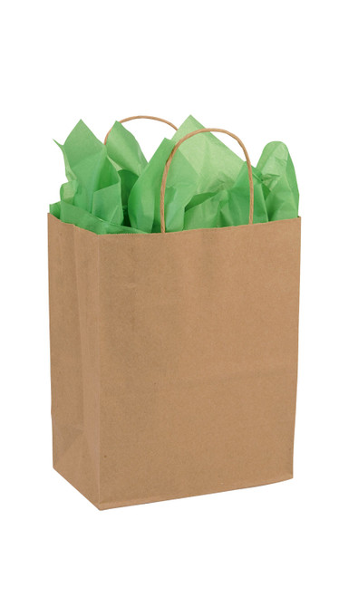 Medium - Recycled Natural Kraft Paper Shopping Bags - Case of 250zoom