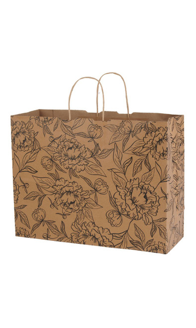 Large (Vogue) - Simple Floral Paper Shopping Bags - Case of 100zoom