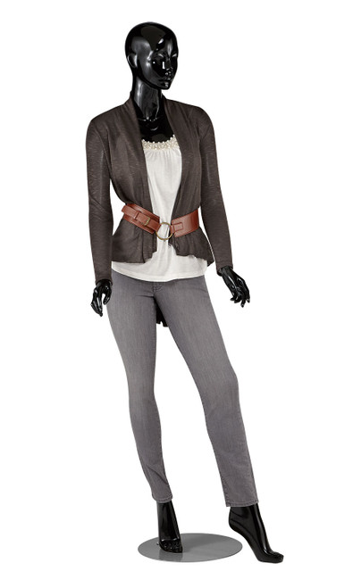 An image of the female glossy fiberglass mannequin in black