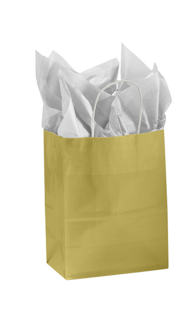 Medium Glossy Gold Paper Shopping Bags - Case of 100zoom