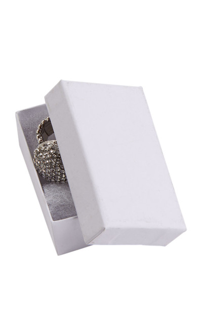 2 ½  x 1 ½  x 7/8 Cotton Filled White Kraft Jewelry Boxeszoom