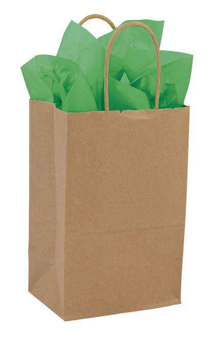 Small (Rose) - Natural Kraft Paper Shopping Bags - Case of 100