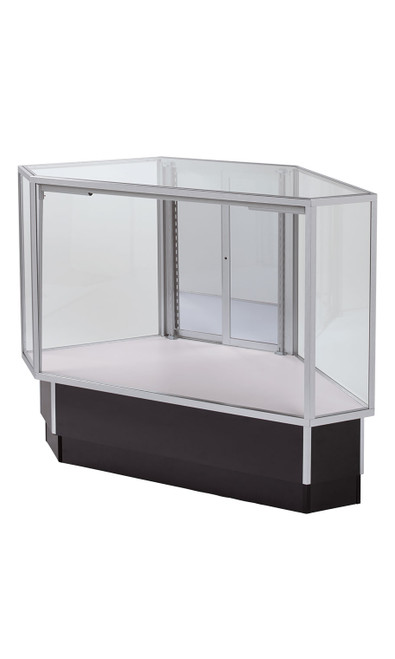 Full Vision Corner Rear Access Black Display Case Fully Assembledzoom