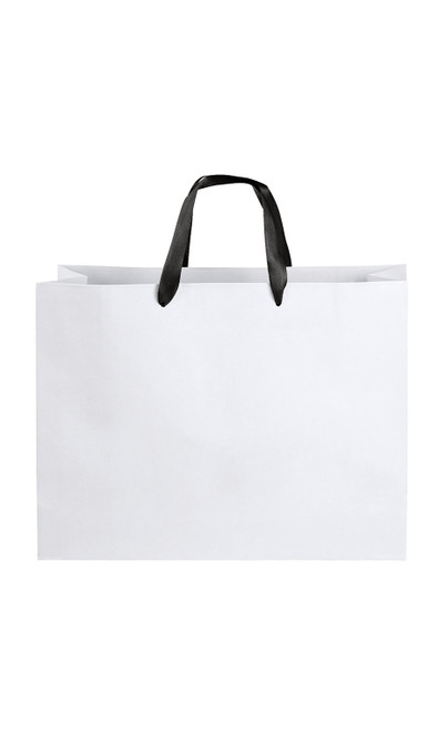 Large White Premium Folded Top Paper Bags Black Ribbon Handleszoom