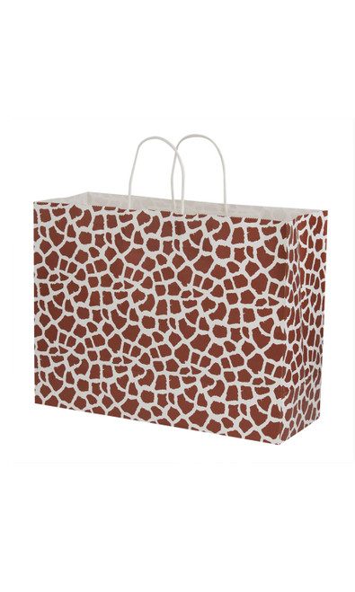 Large - Giraffe Print Paper Shopping Bags - Case of 100zoom