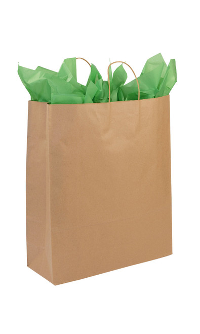 Jumbo - Recycled Natural Kraft Paper Shopping Bags - Case of 200zoom