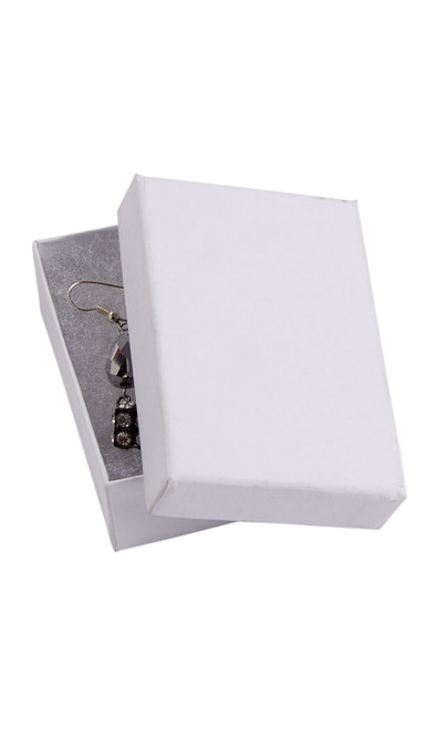 3 1/16 x 2 1/8 x 1 inch Cotton Filled White Kraft Jewelry Boxeszoom