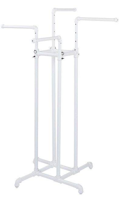 Boutique White Pipe 4-Way Clothing Rack with Straight Armszoom