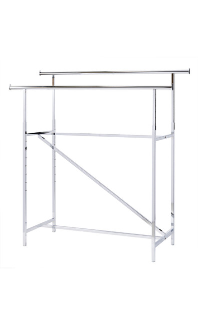 Chrome Double-Rail Clothing Rack with Z-Bracezoom