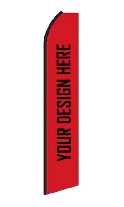 An image of a custom wave flag reading "Your Design Here"